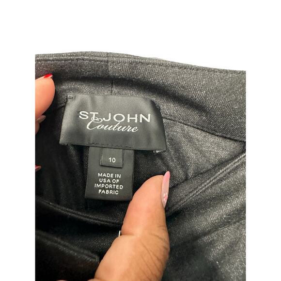 St. John Couture Gray Career Work Office Bootcut Dress Pant Trousers Size 10 - Picture 2 of 11